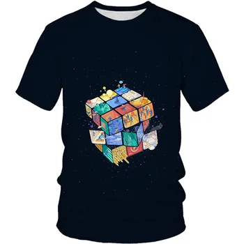 4-13 년 패션 아 3D 프린트 티셔츠는 소년 여자 마법 큐브 이글 항공기 Galaxy 재미있는 디자인 티셔츠 아이는 캐주얼 티셔츠