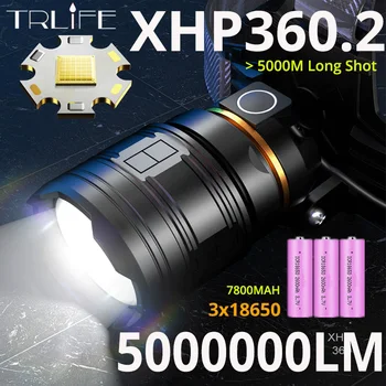 5000000LM 초능력 XHP360.2 36-core LED Headlamp USB 확대 랜 5000M 긴 머리를 빛 야간 낚시를 타고 캠핑