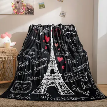 파리 에펠탑을 담요 프랑스 스타일 베 담요 사랑 플란넬 양털 담요한 소년 부드러운 퍼지는 봉제 담요