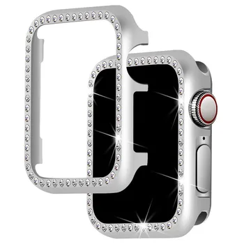 다이아몬드 케이스를 위한 애플 시계 시리즈 9 8 7 41mm45mm 금속 풍부한 커버 iWatch9 8 6SE40mm44mm 매우 얇은 프레임 보호