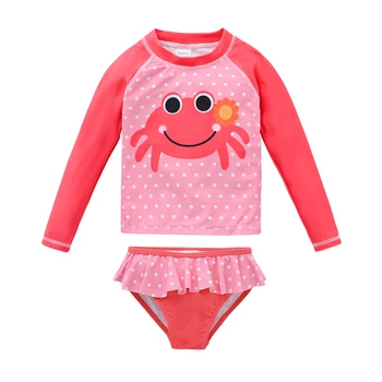KAVKAS 핑크색 게 2 개의 수영복 여자 수영복 Babi 아동 유아 어린이 청소년 어린이 만화영복