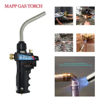 Mapp 가스 용접 횃불 불꽃 점화 놋쇠로 만들이 총을 버너 횃불 용접 BBQ 가열 냉각 HVAC 배관 횃불