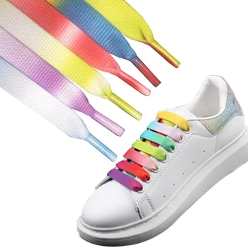 패션 신발 끈 평면 화려한 신발 끈에 대한 스니커즈는 캐주얼 신발 끈 1.2CM 폭 2021 년 새로운 무지개 레이스