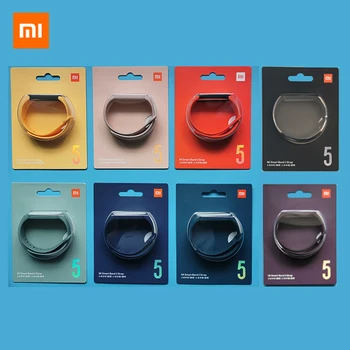 100%Xiaomi mi 밴드의 5 스트랩 실리콘 팔찌의 경우 band5 노란색 가죽 손목 시계 이는 인기 있는 소셜 네트워크에 5 개의 교체 실리콘 결박
