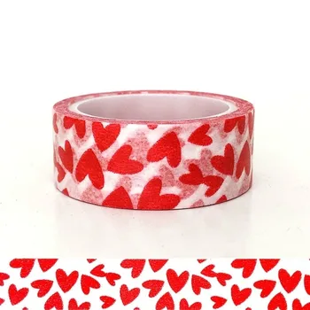 1 롤 빨간색을 사랑 테이프 패턴 DIY 공예 장식적인 종이 테이프 접착 테이프 발렌타인(빨간색을 사랑)
