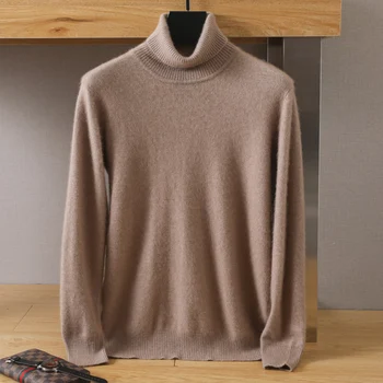 가을/겨울 새로운 남자이 100%순수한 울 찬성 의류 고 Polo 네크라인 솔리드 컬러 패션 스웨터 스웨터