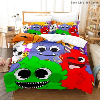 만화 Garten BANBAN 침구를 설정 침대 시트 싱글침은 전체 크기는 가정 장식을 위한 소년 소녀 아이들을 귀여운 애니메이션 침구 세트