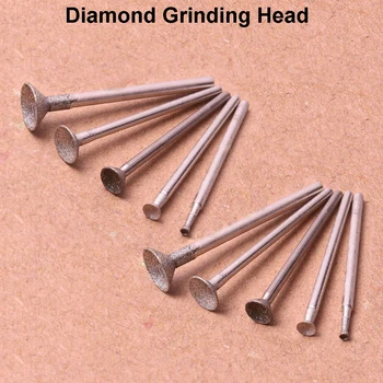 10Pcs2-10mm 다이아몬드 가는 헤드 마운트점 2.35/3mm 정강이 오목 구형 옥 조각 털 닦는 조각 도구