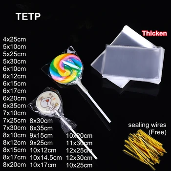 TETP100 명확한 최고 열방을 두껍게 셀로판 Handmade 쿠키 사탕 롤리팝 포장을 호의 선물 장식 OPP 플라스틱