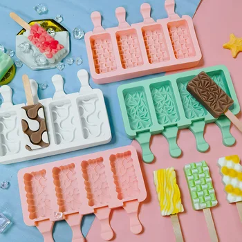 4 도 아이스크림 실리콘 금형 DIY 아이스 아이스크림 메이커 여름 실리콘 아이스 큐브 형 부엌 아이스크림 모델