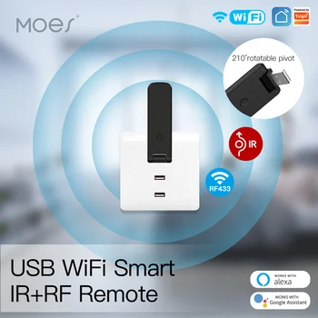 MOES Tuya 적외선 무선 리모트 컨트롤러 USB 무선 IR+RF 회전 TV 팬 스위치 똑똑한 가정 생활면의 자동화 지원 Alexa
