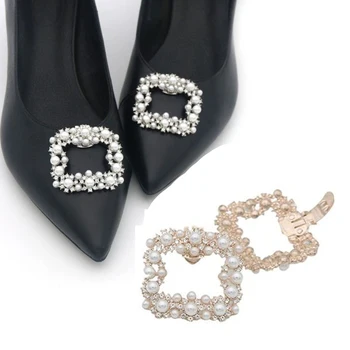 1Pc 크리스탈 신발은 장식을 모조 진주식발 클립 큰 진주 매력 버클 힐 액세서리에 대한 여성의 결혼식