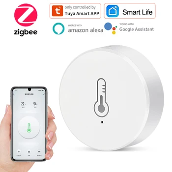 Zigbee Smart 온도 습도 감지기에 배터리 파워내외 습도계가 온도계 탐지기 집안 Alexa 센서