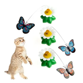 귀여운 재미있는 강아지 장난감 전기 자전 화려한 나비 조류 스크래치 장난감을 위한 고양이 작은 강아지 고양이는 정보 이닝