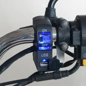 방수 DC12V 오토바이 휴대 전화 충전기는 LED 표시등 On/Off 스위치 오토바이를 핸들 산 USB 전화 충전기와 함께 스위치