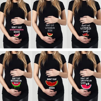 먹지 않아요 수박 새로운 2021 년 여름 임 T 임신한 여성 수박이 정상 티셔츠 드롭송