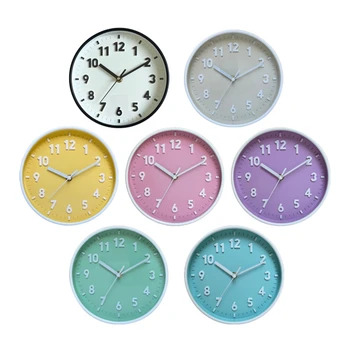 현대 간단한 벽 시계 8 인치 사탕 색깔을 위한 침묵하는 시간 시계 장식
