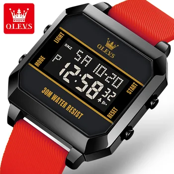 LED 전자 스포츠 시계 수치는 시계 3atm 방수 남자 손목 시계 브랜드 Homme Watch OLEVS 계