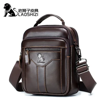 LAOSHIZI 새로 핸드백을 원래의 레저 어깨에 매는 가방은 남편 100%고급스러운 디자인 가죽 메신저 가방 크로스백 남자