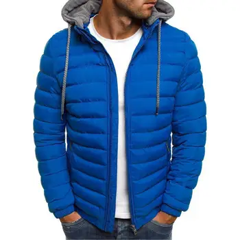 남자 다운 겨울 패션 단 두건이 있는 목화 재킷 캐주얼 따뜻한 옷을 남성 스트리트웨어 외투 호흡기 재킷 플러스 사이즈