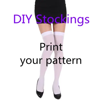 뜨거운 공장은 3D 인쇄 사용자 지정 실크 스타킹 여성은 섹시한 허벅지 얇은 스타킹 풍경을 사용자 정의 로고 흰색 코스프레 소녀 스타킹