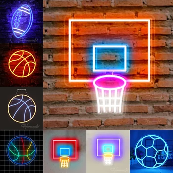 농구 네온 표시 가벼운 바구니 공 축구에 의하여 지도된 장식 램프의 USB 플러그를 위한 훈련 게임룸숍 파티 선물