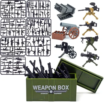 군 무기 액세서리 박스 벽돌 Swat 격 소총 98K 권총은 군인 WW2 군 MOC 부분 군 빌딩 블록 모델건
