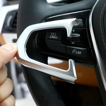 탄소 섬유 색 스타일링 스티어링 휠 버튼 훈장 프레임을 커버 스티커림 BMW 를 위한 5 시리즈 G30 인테리어 액세서리
