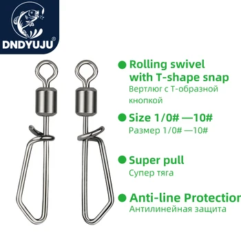DNDYUJU 낚시 커넥터링 회전으로 T 자형 스냅 2#-10#에 대한 낚시 미끼를 해결 잉어 낚시의 낚시 도구 부속품