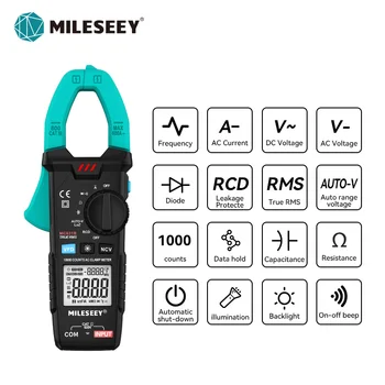 Mileseey 죔쇠 미터 AC DC600A 전류 진정한 멀티미터 RMS 높은 정밀도 현재 10000 계산 저항 주파수 검사