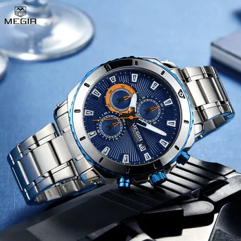 크로노그래프 크로노 및 석영 시계 럭셔리 브랜드 스테인리스 손목 시계는 남성의 시간 시간 Relogio
