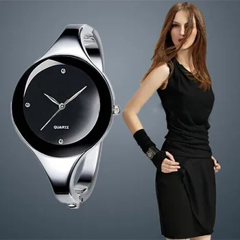 여자 고급 시계 브랜드의 스테인리스 스틸 팔찌 석영 시계 간단한 캐주얼계 여성 Saati 라인 손목 시계