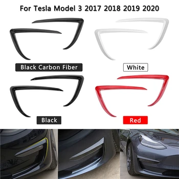 1 쌍 자동차 앞 블레이드 손질 ABS 검은 탄소 섬유 백색 빨간에 대한 테슬라는 모델을 3 2017-2022 가벼운 눈썹의 바람 칼 안개 램프레임