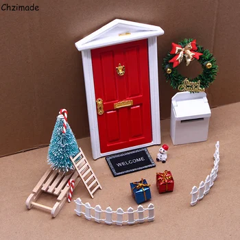 Chzimade 인형 Elf 문 크리스마스 장식 문자열 모 화 환 소형 트리 선물 상자를 동 Toyhouse 소형 장면의 모델