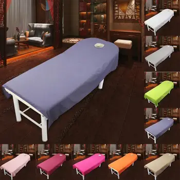 미용 침대 시트 미용 살롱 장을 마사지 처리를 도매 9 색 브랜드 소프트 스파에는 스파 침대 테이블 커버 구멍을 가진 시트