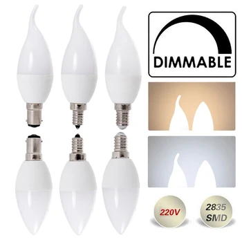 Dimmable5W AC220V LED 샹들리에 모양 촛불 전구 E14E12B15 240V 냉 온난한 백색을 대체 할로겐 장식 램프