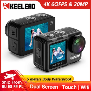 KEELEAD K80 액션 카메라 4K60FPS20MP2.0 접촉 LCD EIS 듀얼 스크린 WiFi5m 체 방수 원격 제어 4 배 줌 스포츠 Cam