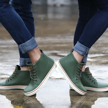 Rainshoes 비 미끄러짐은 물 신발성 낚시를 짧은 간호사 고무 남자원 부츠 남자 몇이 신발을 새로운 패션 스니커즈