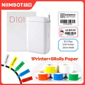 Niimbot D101 에스 휴대용 스티커 열린터 Inkless 포켓 레이블 메이커로 이동 전화 가정 사무실용 소형 인쇄 기계