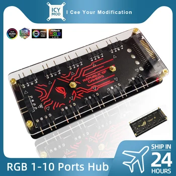 ROG RGB Hub1-10 포트 1-6 쪼개는 도구 5V3SATA 컨트롤러 전원 공급 장치 ASUS 조명 12V4Convertor 분위기 동기화 PC 쿨러 사용자 지정 모드