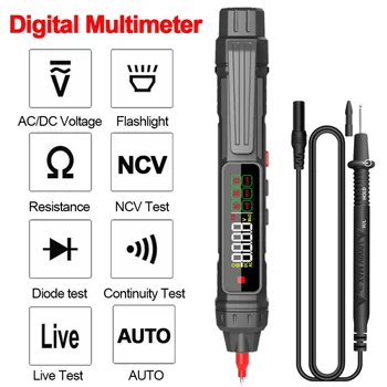 디지털 멀티미터 디지털 역광선 multimetro 자동 지능형 센서 펜 Tester DC AC 볼트 멀티 미터 손전등 NCV 검사