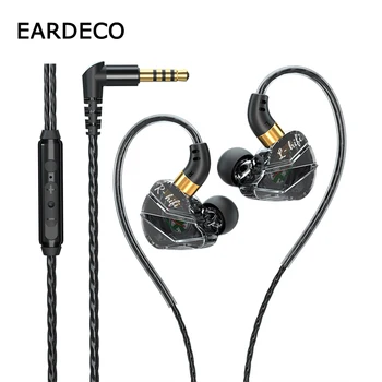 EARDECO 유선 헤드폰으로 마이크 와이어 통제되는 투명한에서 귀 헤드폰 음악의 스포츠 게임 헤드셋 이어폰 베이스