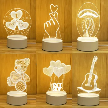 로맨틱 한 사랑 3D 아크릴 지도된 램프 어린이의 밤 빛 결혼식 장식 생일 파티를 발렌타인 데이 침대 램프