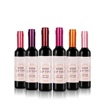 6pcs 와인 립 틴트는 립스틱정의 와인 병 립글로스 방수 오래 지속되는 액체 립 메이크업 화장품이 여성