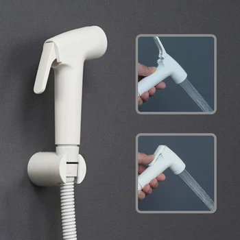 백색 소형 화장실 비데 스프레이 욕실 Shattaf 와 버튼을 눌러 휴대용 샤워 헤드 고압 주수 키트