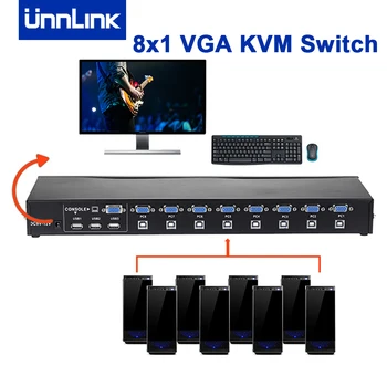 Unnlink8X1VGA KVM 스위치 1080P Switcher Converter8 컴퓨터 Laptor1Monitor3USB2.0 마우스 키보드 프린터
