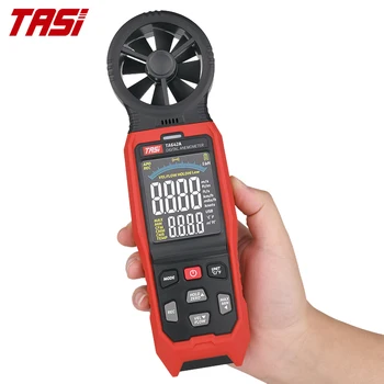 TASI TA642A TA642B 디지털 풍속계 소형 풍속 측정 필터는 공기의 흐름 속도 바람도 온도 LCD 백라이트 표시