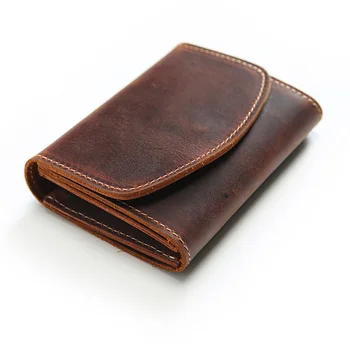 빈티지 작은 지갑 남자를 위한 최고 암소 가죽 단 지갑을 가진 지퍼 동전 포켓 솔리드 주최자는 진짜 가죽 지갑