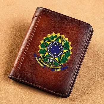 높은 품질의 진짜 가죽 지갑 베르크 Federativa do Brasil 인쇄 단 카드 홀더를 지갑 지갑 남자의 지갑
