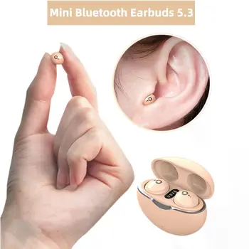 미니 보이지 않는 블루투스 헤드폰 5.3 진정한 무선 귀에 이어폰 게임 하이파이 입체 음향 소음 감소로 이어폰을 위한 스마트폰